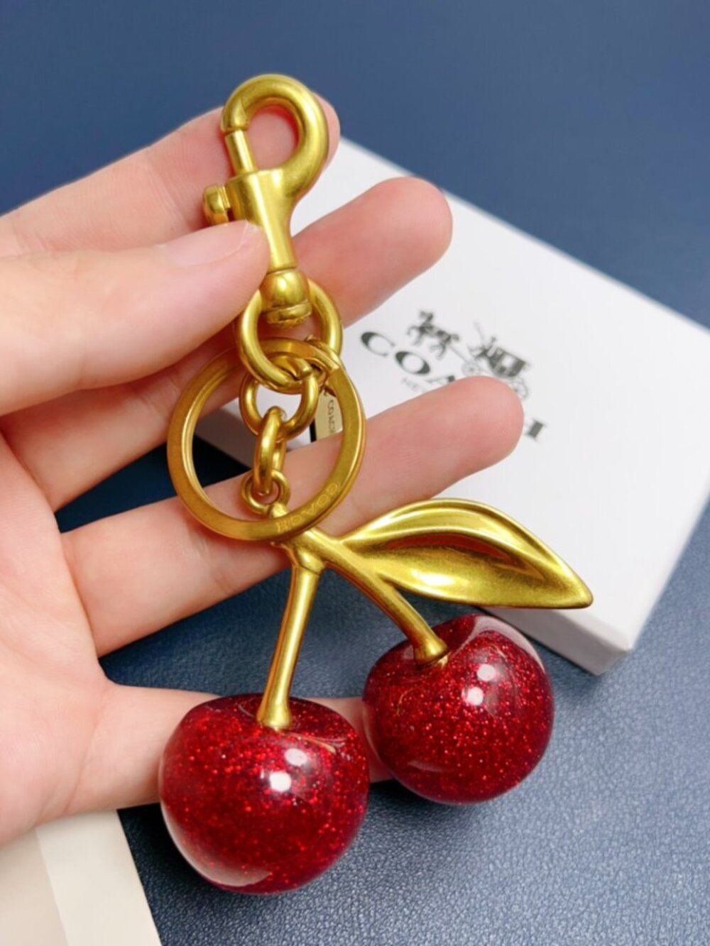Coach Red Cherry Keychain Bag Charm